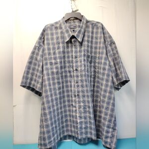 Falcon Bay Tailoring Mens Blue Plaid Short Sleeve 4X (20-20.5)